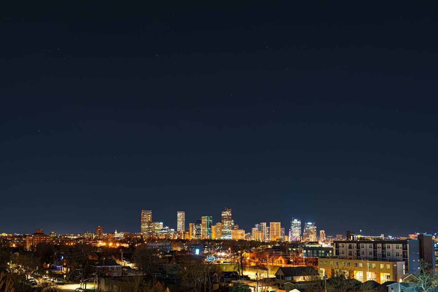 Downtown Denver with the Rocky Mountains