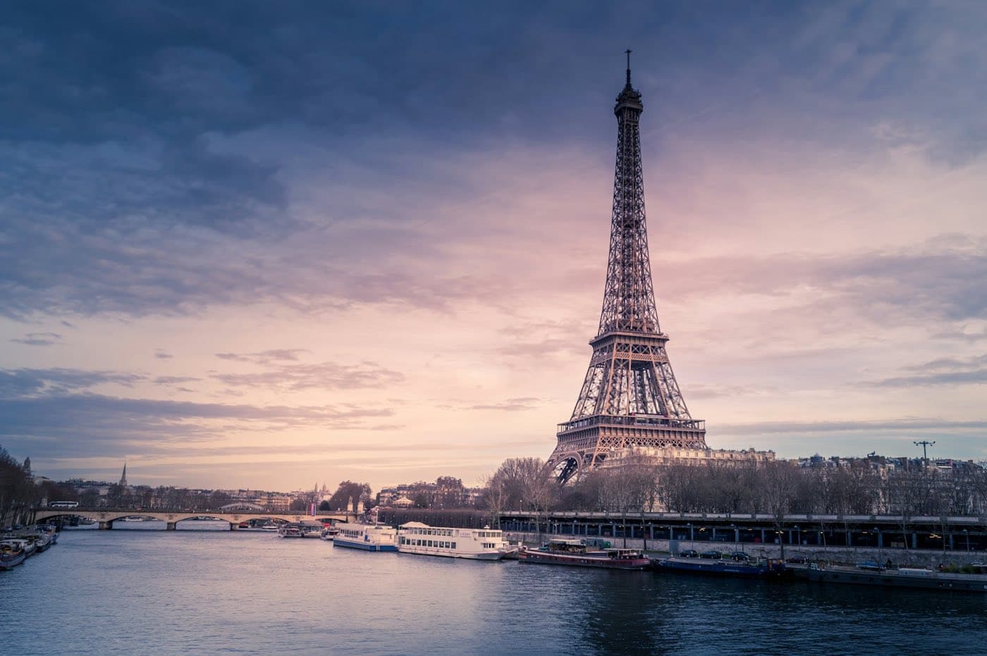The Eiffel Tower beside the Seine in Paris