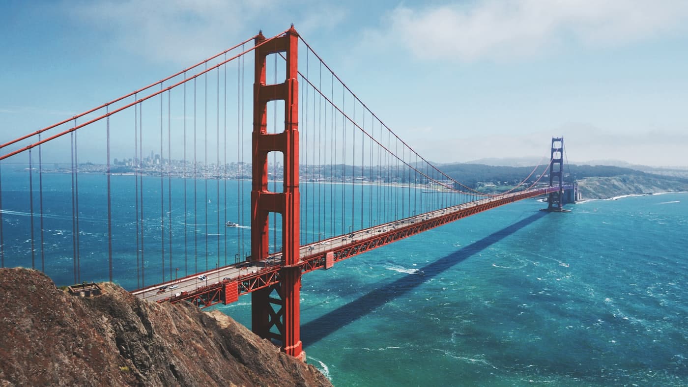 The Golden Gate Bridge in San Francisco on a clear day